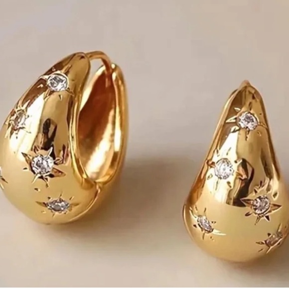 Anthropologie Jewelry - New! Anthropologie Aster Gold Plated Hoop Huggie Earrings (2010) NWOT